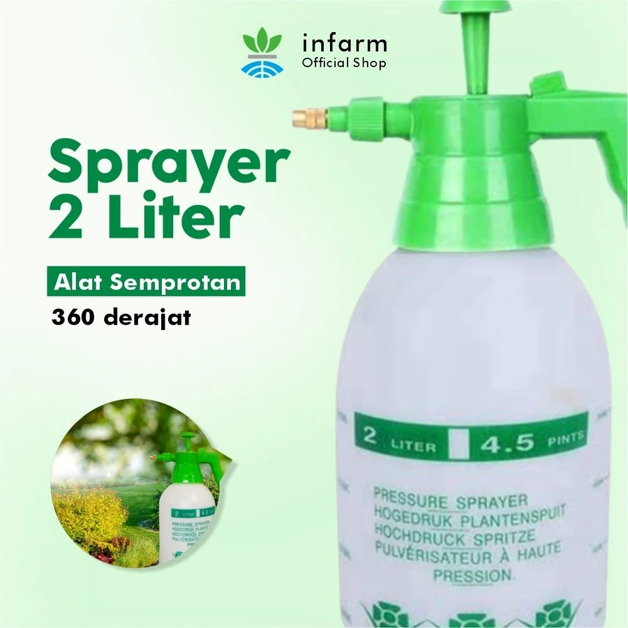 INFARM - Sprayer Tekanan Tinggi 2L Semprotan Tekanan Tinggi Pompa Manual Botol Spray 2 Liter
