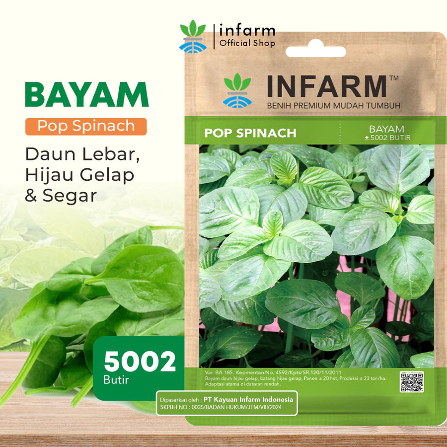 INFARM - Benih Sayur Bayam Hijau Popspinach, Bibit Sayuran Bayam Unggul Bibit Bayam Hijau Premium — foto 2