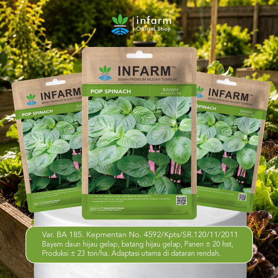 INFARM - Benih Sayur Bayam Hijau Popspinach, Bibit Sayuran Bayam Unggul Bibit Bayam Hijau Premium